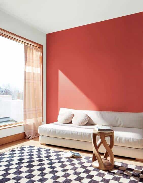 客厅墙壁用本杰明·摩尔覆盆子腮红粉刷