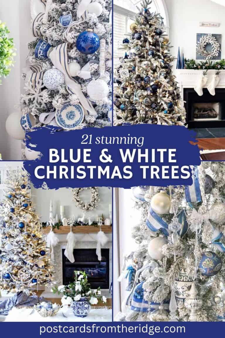 蓝色和白色的圣诞树拼贴画