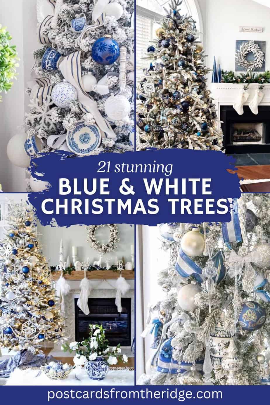 21个美丽的蓝色和白色圣诞树装饰创意